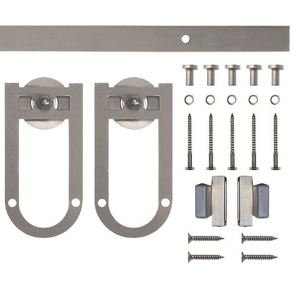 Quiet Glide Soft Close 72" Satin Nickel Horseshoe Mini Single Barn Door Hardware NT.1310.08.SN-72-SC - main